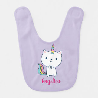 Caticorn | Personalized Baby Bib | Lilac Lavendar