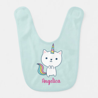 Caticorn | Personalized Baby Bib | Teal Blue