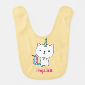 Caticorn | Personalized Baby Bib | Yellow