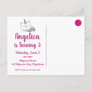 Caticorn Postcard Invitation White