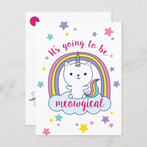 Caticorn | Postcard Invitation | White | Zazzle