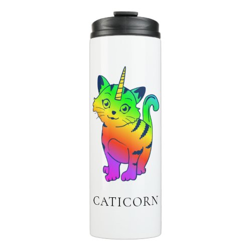 Caticorn Rainbow Unicorn Cat Personalized Thermal Tumbler