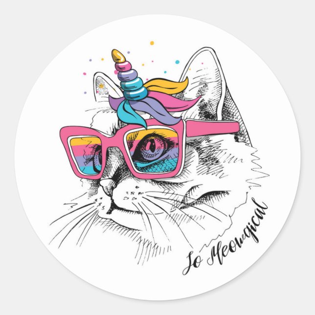 Caticorn | So Meowgical Classic Round Sticker (Front)