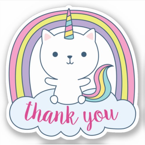 Caticorn Thank You Custom_Cut Vinyl Sticker