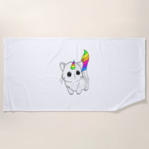 Caticorn Tshirt Unicorn Cat Shirt Rainbow Girls Bo Beach Towel