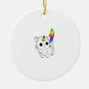 Caticorn Tshirt Unicorn Cat Shirt Rainbow Girls Bo Ceramic Ornament