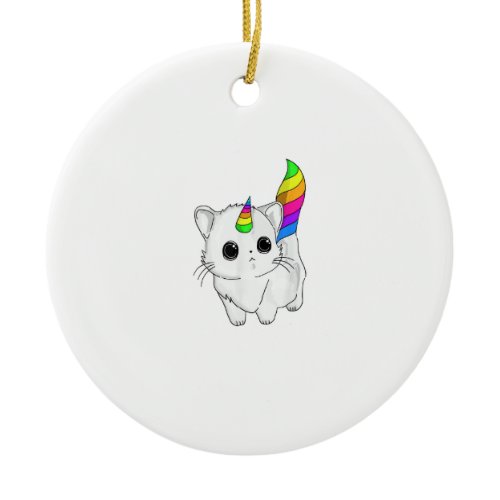 Caticorn Tshirt Unicorn Cat Shirt Rainbow Girls Bo Ceramic Ornament
