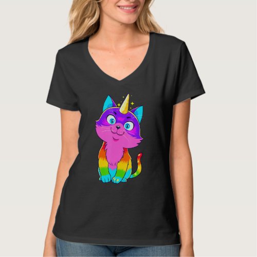 Caticorn Unicorn Cat Unikitty Kittycorn Cats Girls T_Shirt