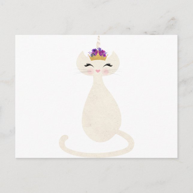 caticorn unicorn cat with princess crown postcard (Front)
