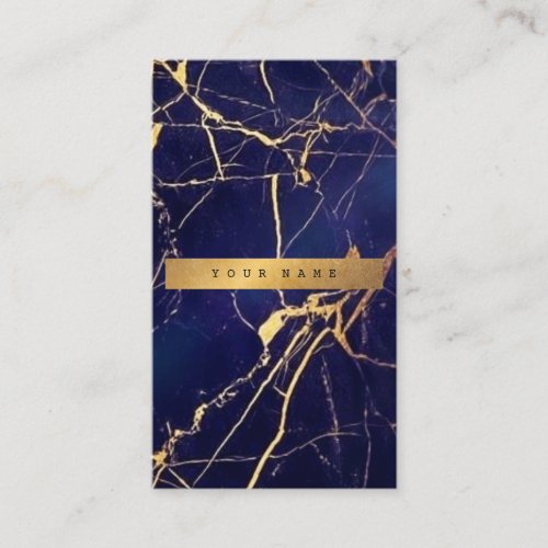 Catina Blue Navy Grungy Gold Marble Vip3 Business Card