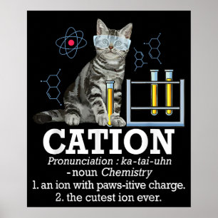Cation Fun Chemistry Humor Science Teacher Cat Pun Poster