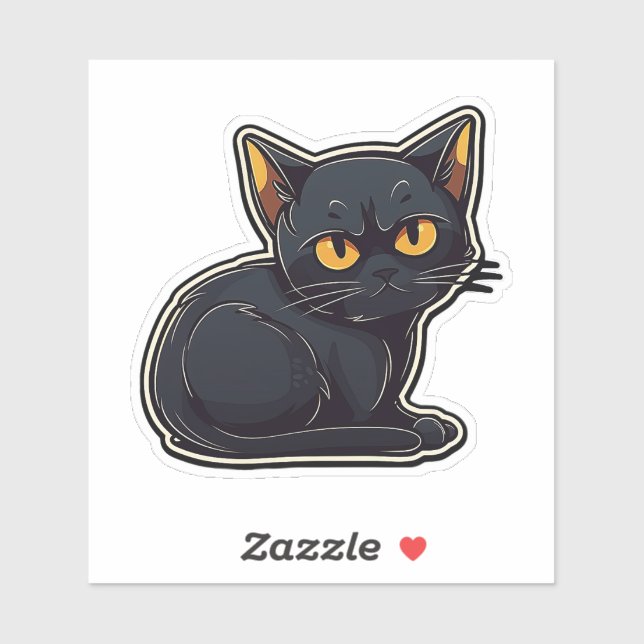 Catitude Black Cat Graphic Design  Sticker (Sheet)