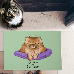 Catitude Cat Ginger Attitude Fluffy Funny Doormat