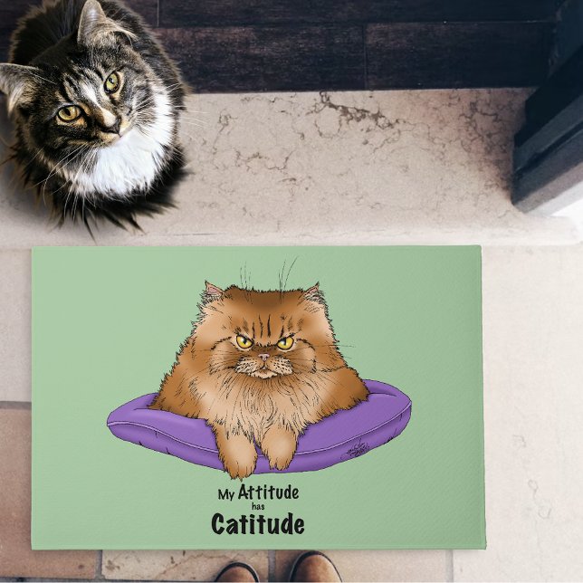 Catitude Cat Ginger Attitude Fluffy Funny Doormat (Creator Uploaded)