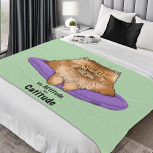 Catitude Cat Ginger Attitude Fluffy Funny Fleece Blanket