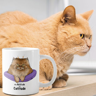 Catitude Cat Ginger Attitude Fluffy Funny Giant Coffee Mug