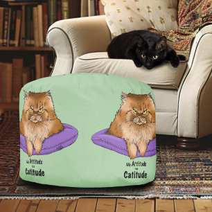 Catitude Cat Ginger Attitude Fluffy Funny Pouf