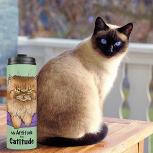 Catitude Cat Ginger Attitude Fluffy Funny Thermal Tumbler
