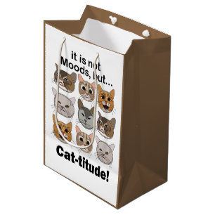 Catitude Cat Moods Cat Lovers Medium Gift Bag