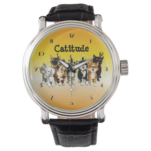 Catitude Cute Kitty Cats Wrist Watch