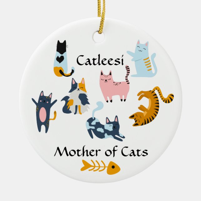 Catleesi, Mother of Cats Ceramic Ornament (Front)
