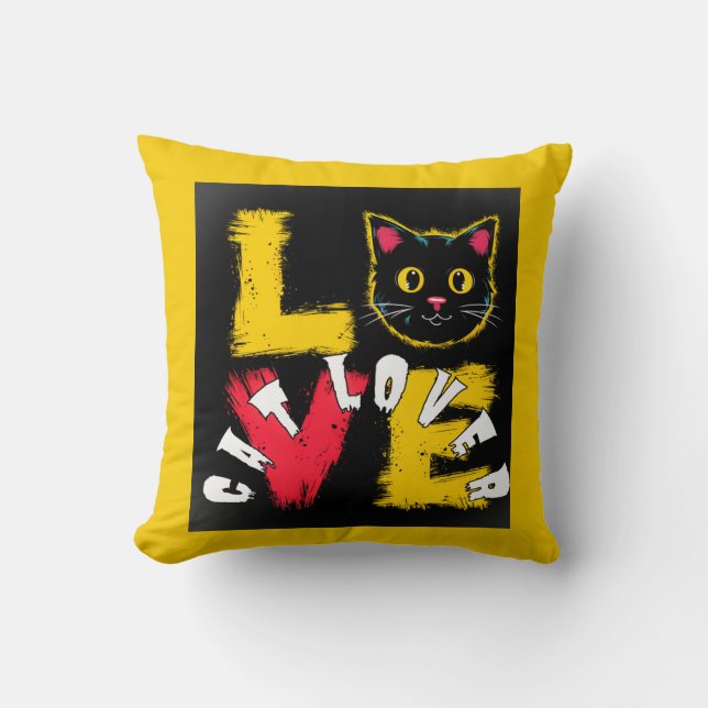 Catlover Throw Pillow (Front)