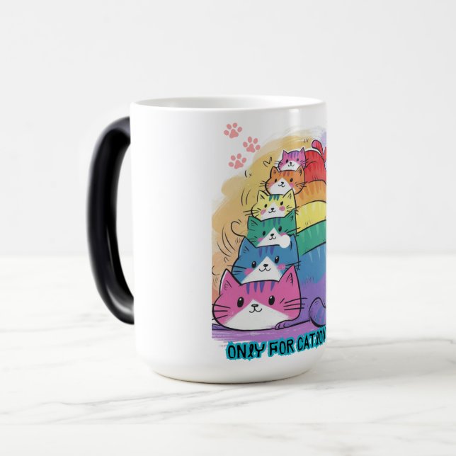 Catlovers Stack of Cats Color Morph Mug (Front Left)