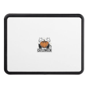 Catloween Black Cat Ghost Halloween Vector Design_ Hitch Cover