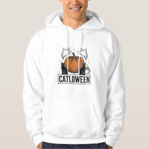 Catloween Black Cat Ghost Halloween Vector Design_ Hoodie
