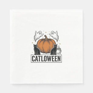 Catloween Black Cat Ghost Halloween Vector Design_ Napkins