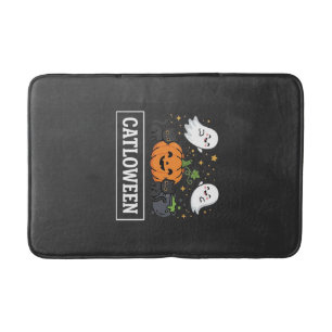 Catloween Cute Ghost Cat Halloween Design_1 Bath Mat