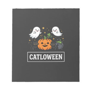 Catloween Cute Ghost Cat Halloween Design_1 Notepad