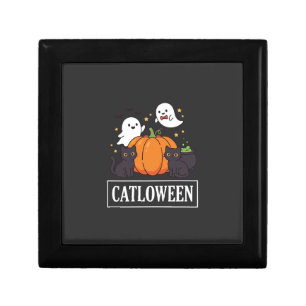 Catloween Funny Halloween Cat Ghost Pumpkin Design Gift Box