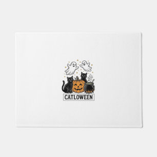 Catloween Vintage Ghost Cat Halloween Shirt Design Doormat