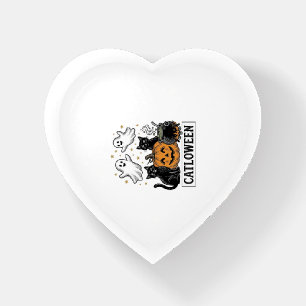 Catloween Vintage Ghost Cat Halloween Shirt Design Paperweight