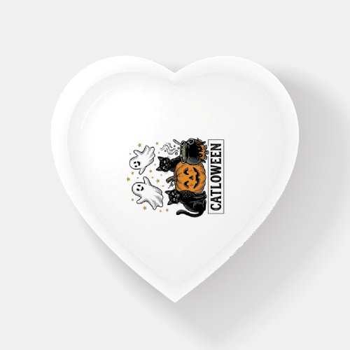 Catloween Vintage Ghost Cat Halloween Shirt Design Paperweight