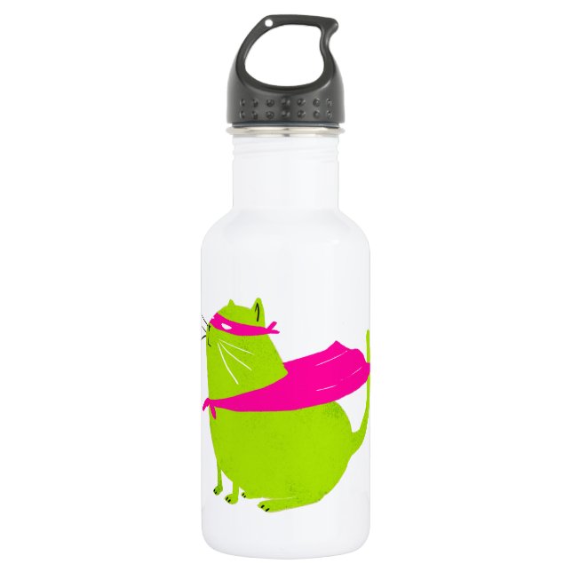 Catman Green Stainless Steel Water Bottle (Front)