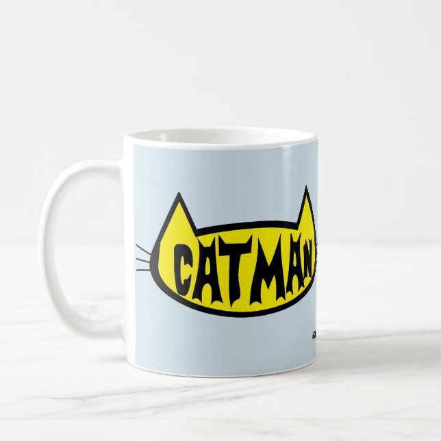 "CATMAN" MENS CAT LOVER RETRO LOGO COFFEE MUG (Left)