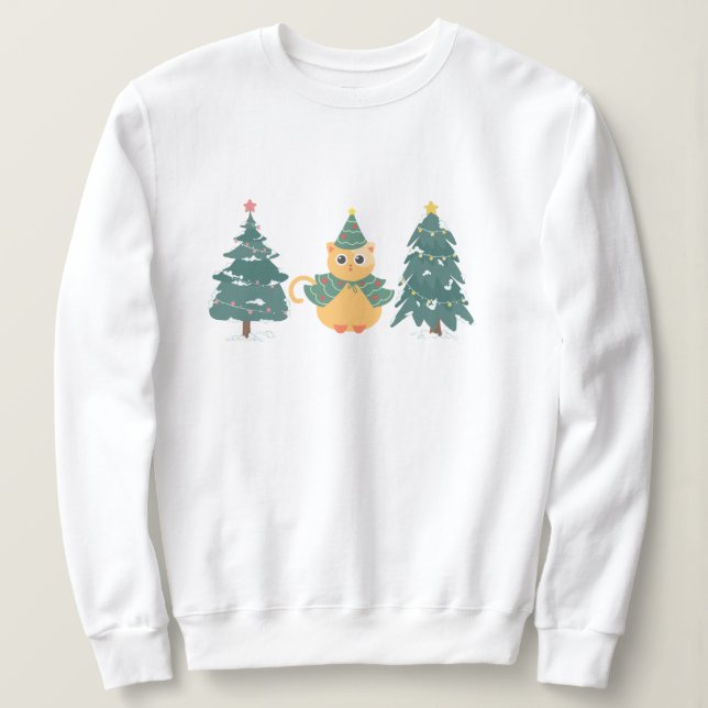 Catmas Christmas Tree Sweatshirt (Design Front)