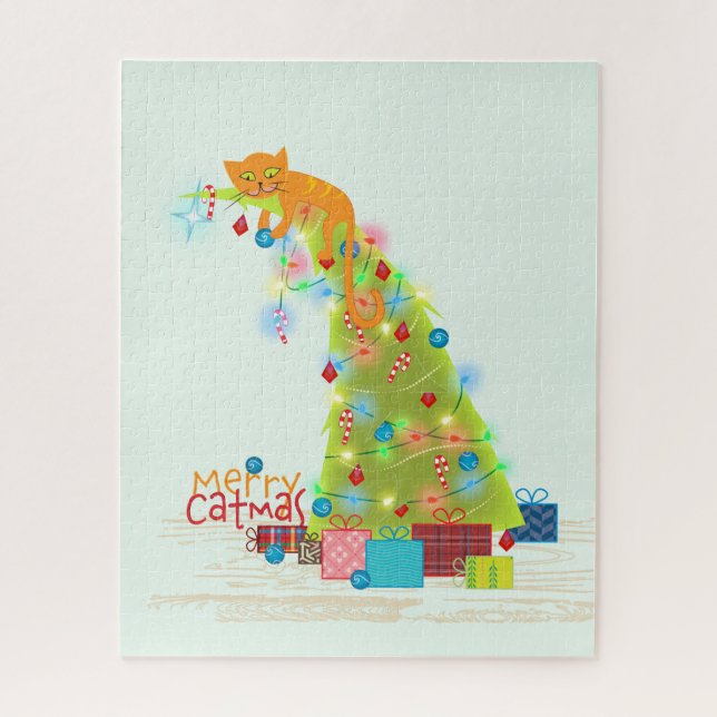 Catmas Tree Christmas Jigsaw Puzzle (Vertical)