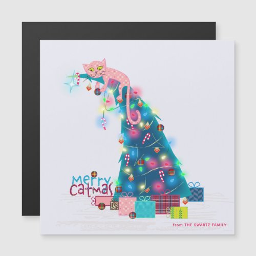 Catmas Tree Magnetic Christmas Card
