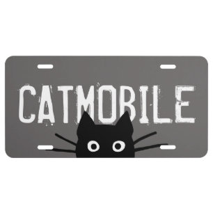 Catmobile Black Cat with Custom Text License Plate