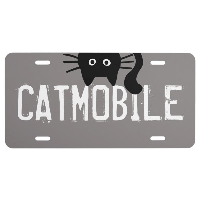 Catmobile Black Cat with Custom Text License Plate (Front)