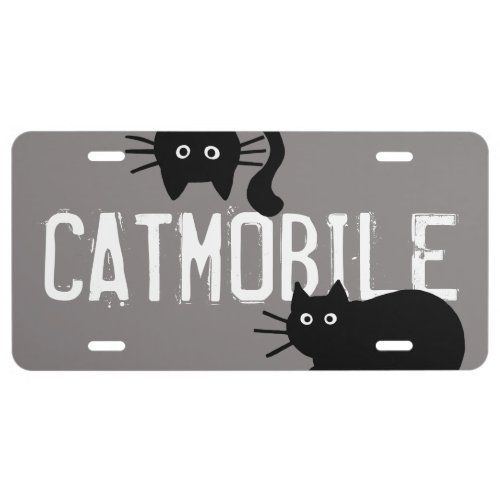 Catmobile Black Cats with Custom Text License Plate