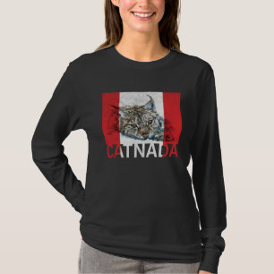 Catnada Lynx Canadensis Canadian Flag Maple Leaf V T-Shirt