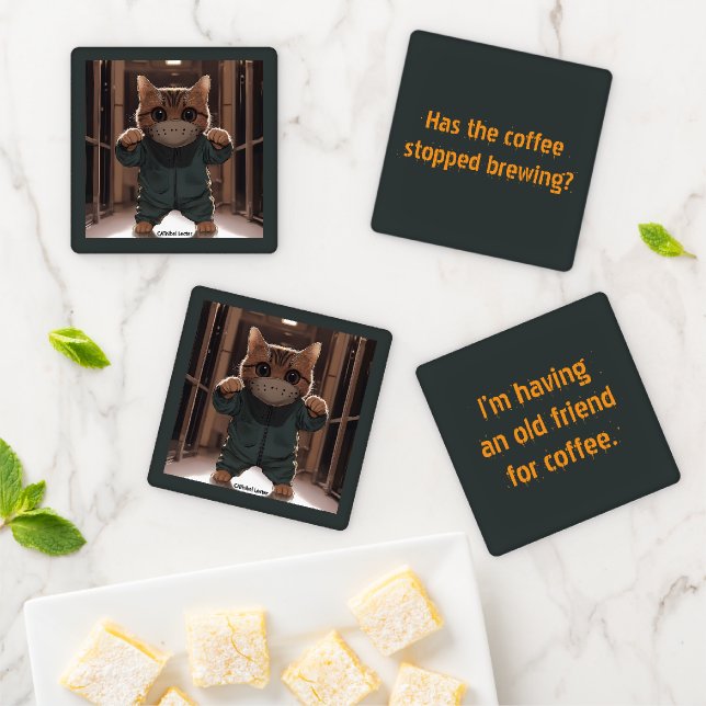 Catnibal Halloween Cat Coaster Set (In Situ)
