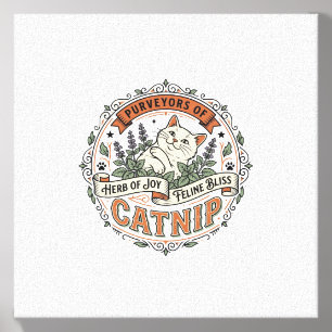 Catnip Cat Catnip Vintage Vector Art Shirt Design_ Canvas Photo Tile