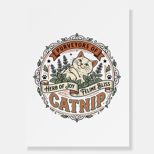 Catnip Cat Catnip Vintage Vector Art Shirt Design_ Foam Board