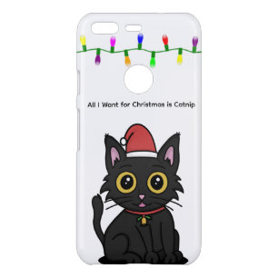 Catnip Christmas Black Cat iPhone Case – White