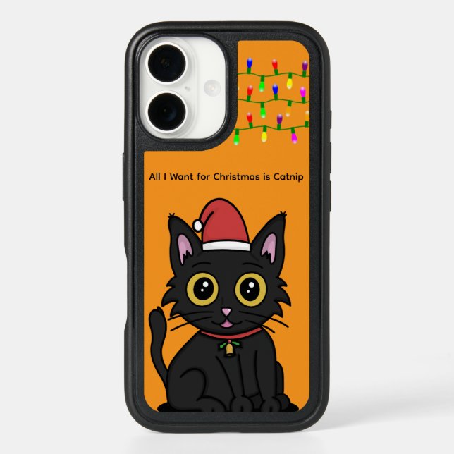 Catnip Christmas Black Cat OtterBox Case – Orange (Back)